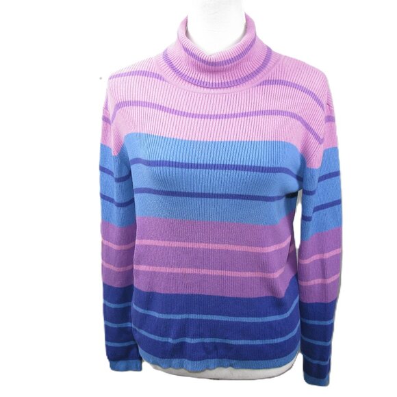 Relativity Pastel Stripe Ribbed Turtle Neck Size Large - Picture 1 of 6